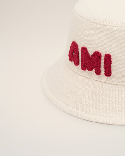 BEIGE COTTON AMI PATCH BUCKET HAT