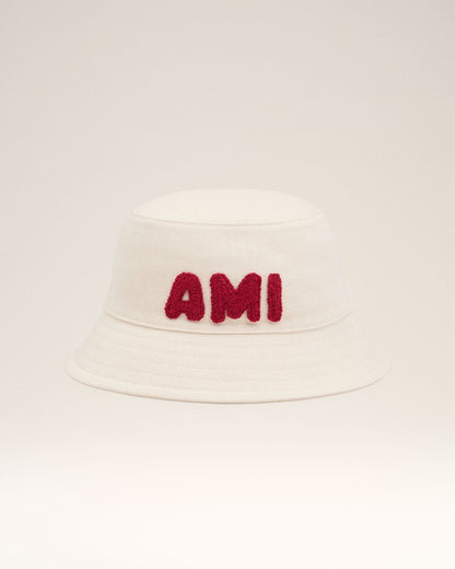 BEIGE COTTON AMI PATCH BUCKET HAT