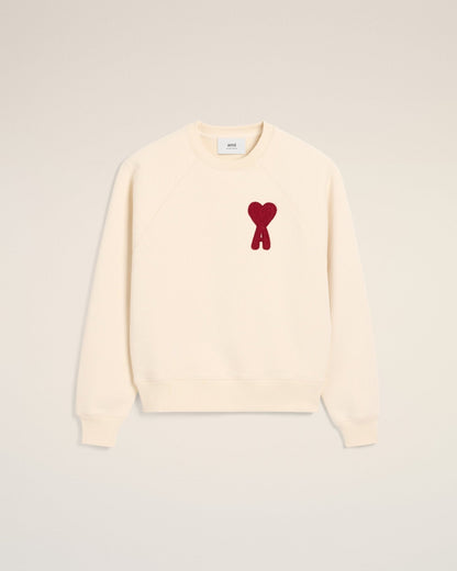 BEIGE COTTON AMI PATCH SWEATSHIRT