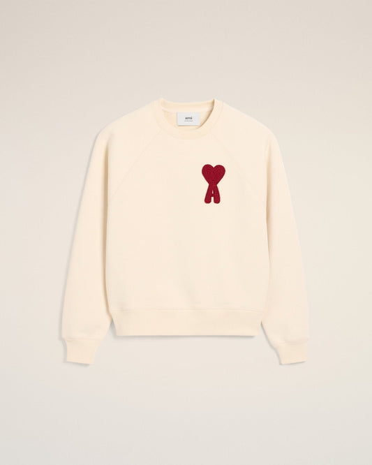BEIGE COTTON AMI PATCH SWEATSHIRT
