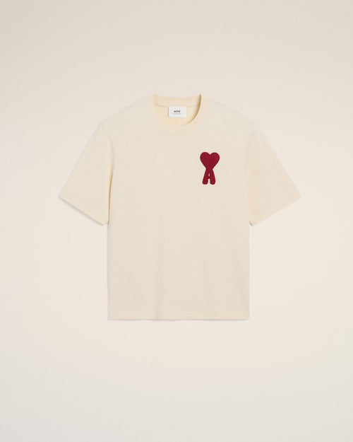 BEIGE COTTON AMI PATCH T-SHIRT