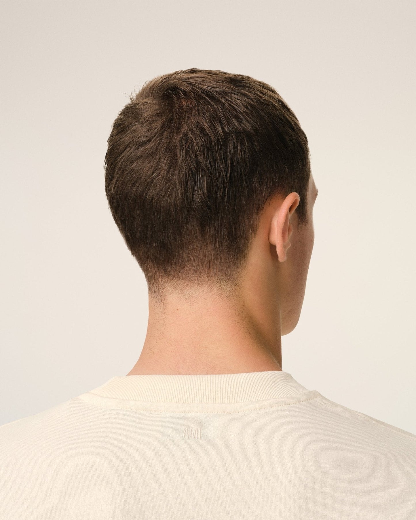 BEIGE COTTON AMI PATCH T-SHIRT