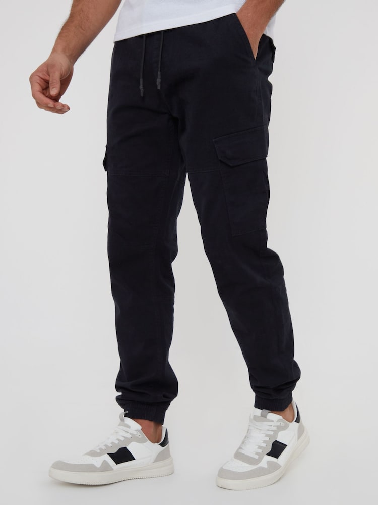 Black Cotton Jogger Style Cargo Trousers (Pack de 3)