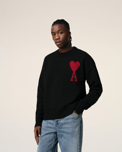BLACK WOOL AMI SWEATER