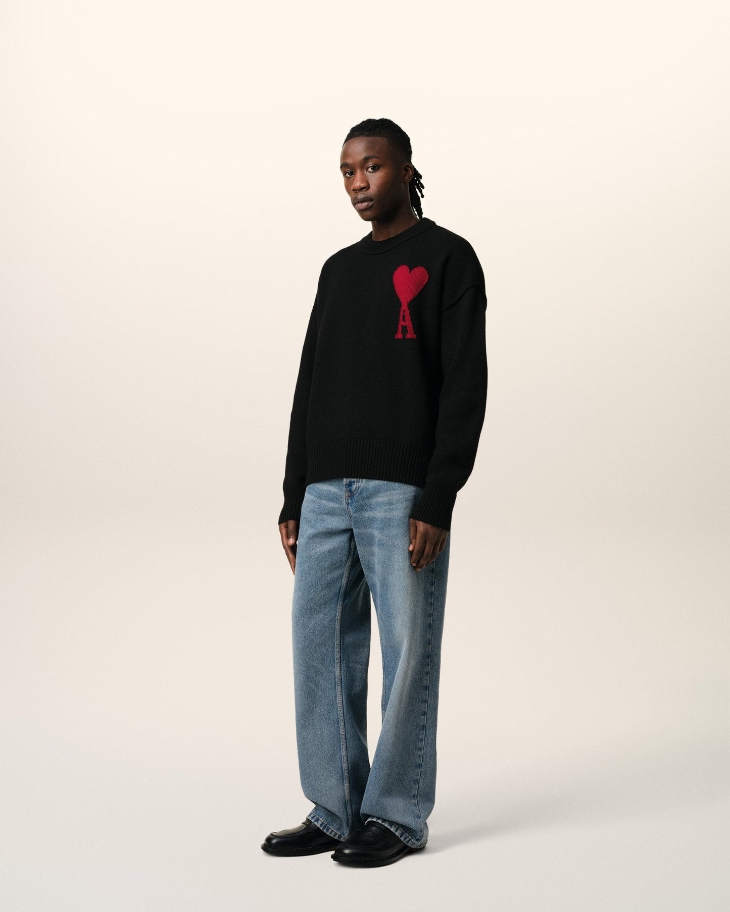BLACK WOOL AMI SWEATER