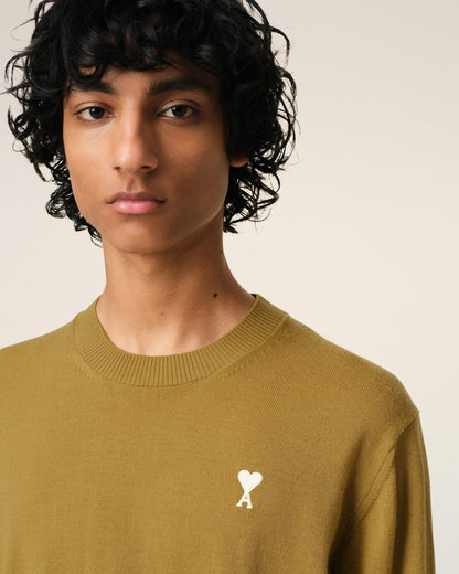 MUSTARD WOOL CREW NECK SWEATER