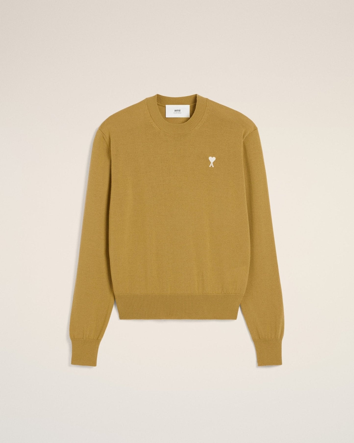 MUSTARD WOOL CREW NECK SWEATER