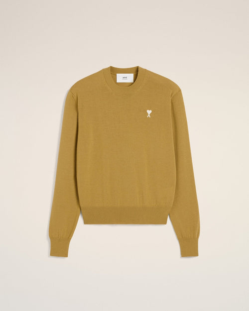 MUSTARD WOOL CREW NECK SWEATER