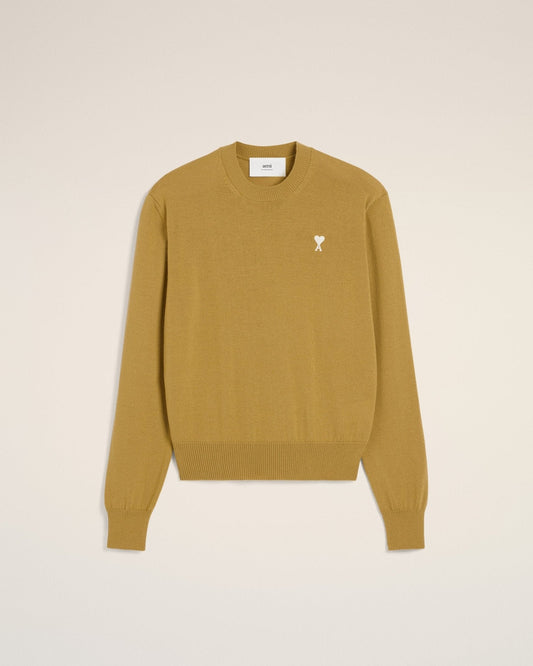 MUSTARD WOOL CREW NECK SWEATER