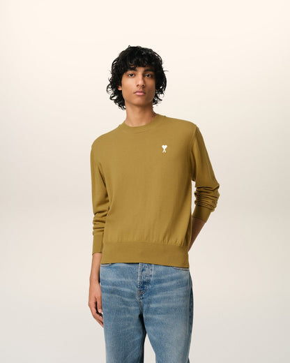MUSTARD WOOL CREW NECK SWEATER