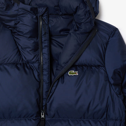 Short Water-repellent Hooded Puffed Jacket